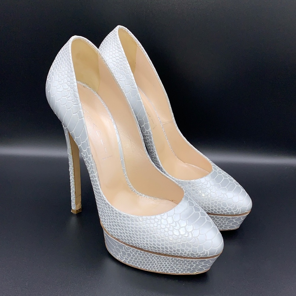 Casadei Silver Snake Pumps Size 41